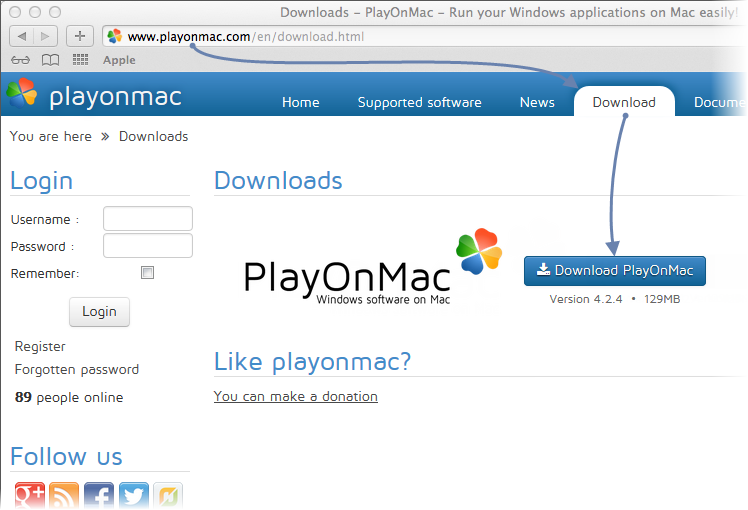Downloading PlayOnMac